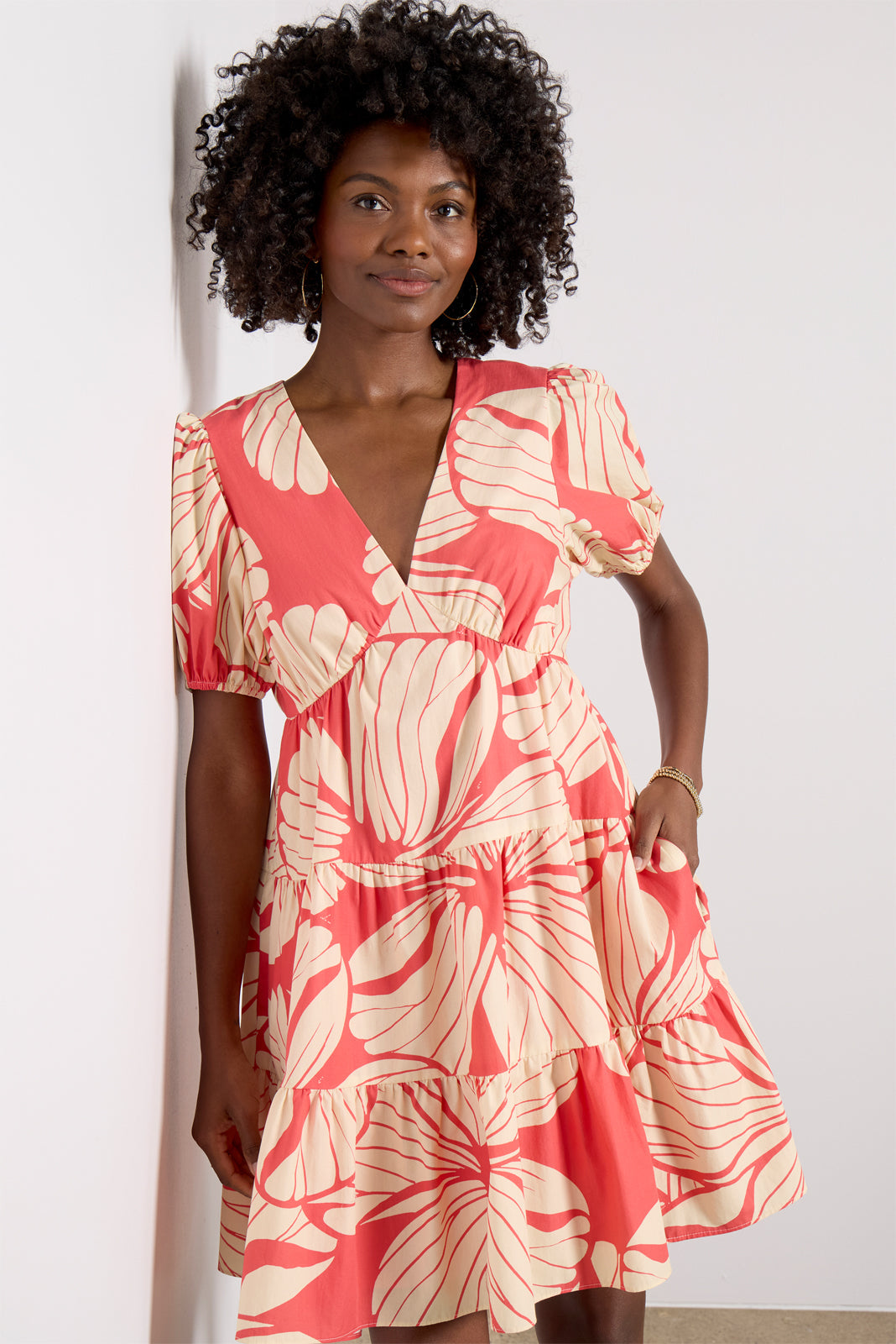 SS V Neck Mini Dress