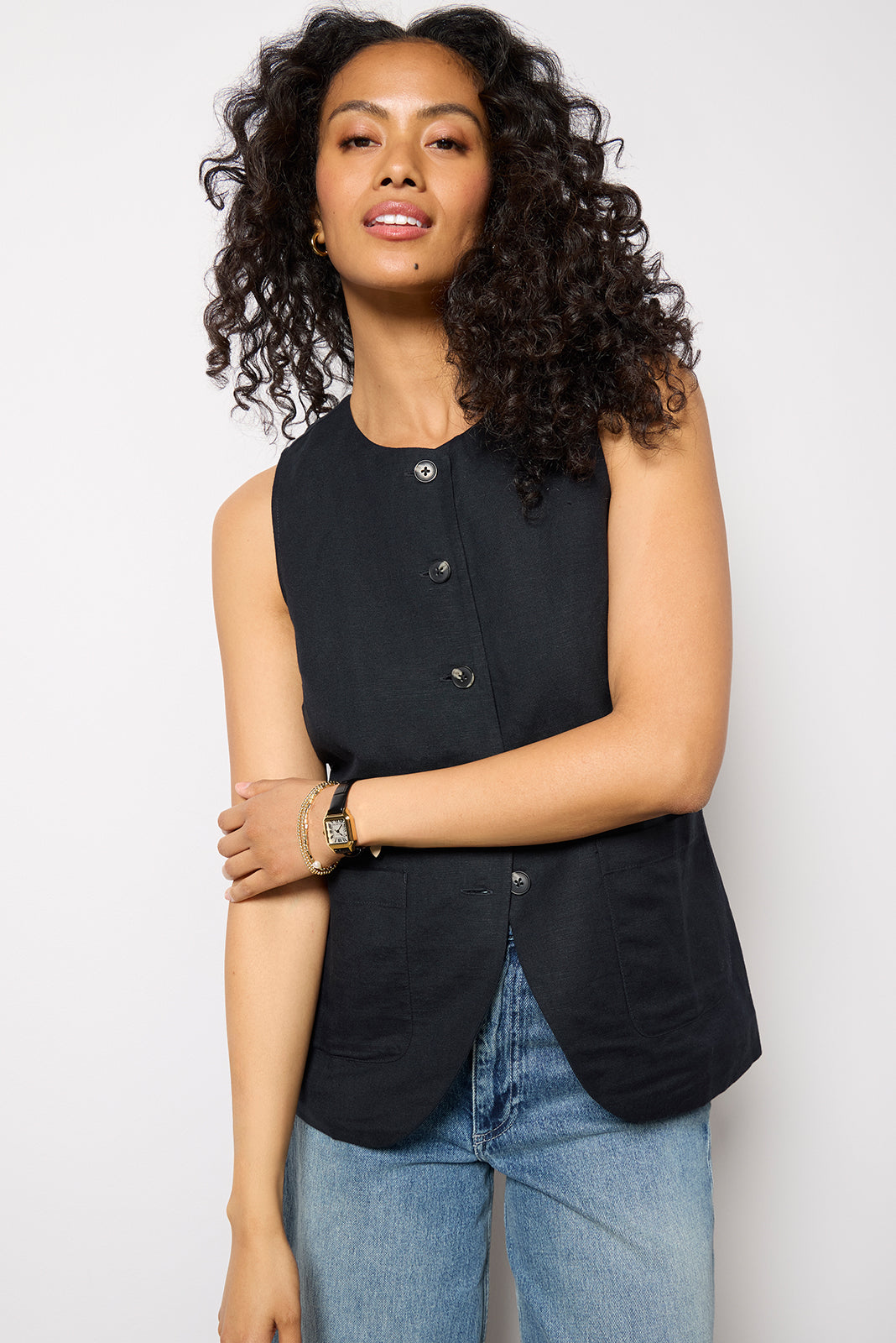 Natalia Long Linen Vest