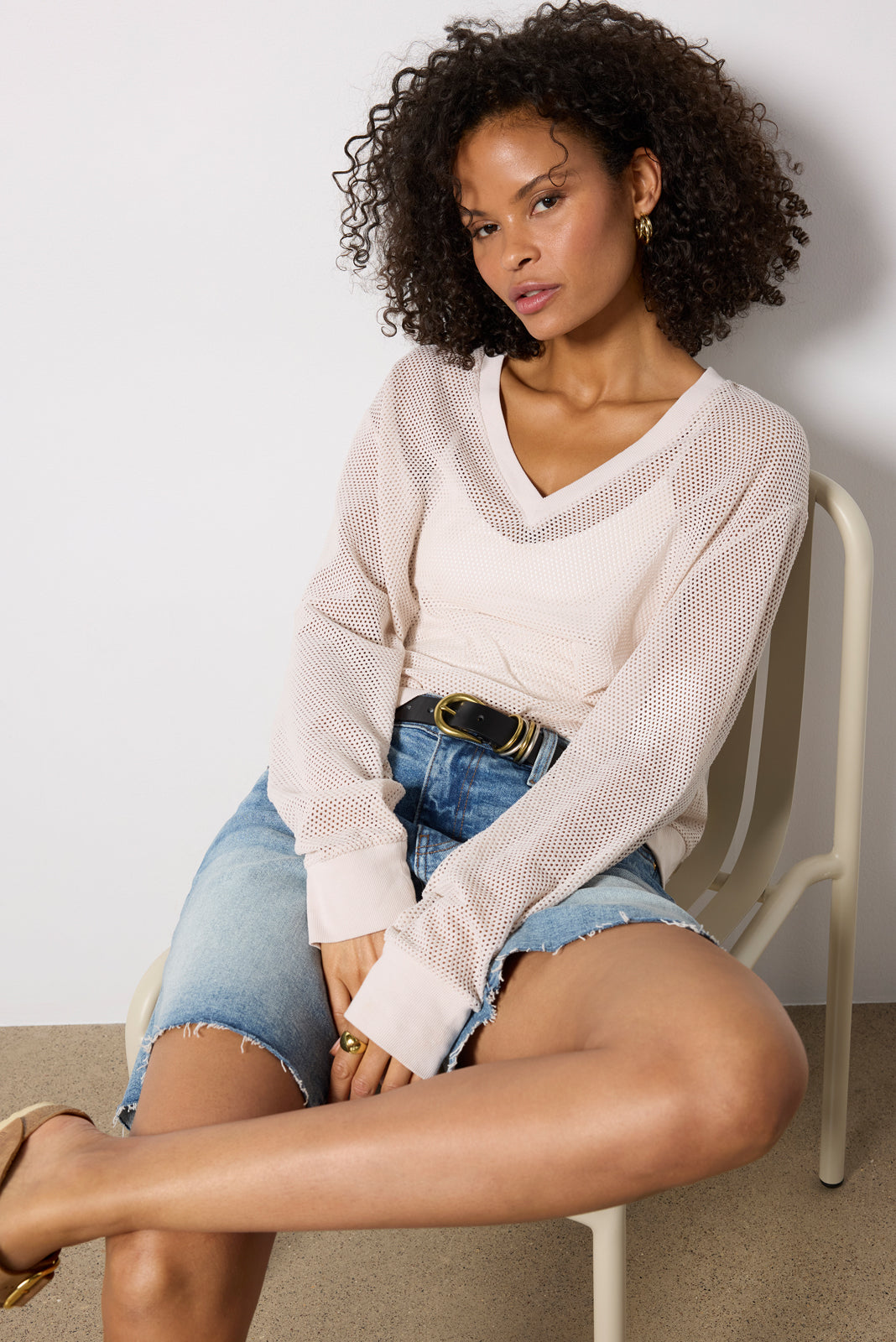 Aviva Cropped Mesh V Neck