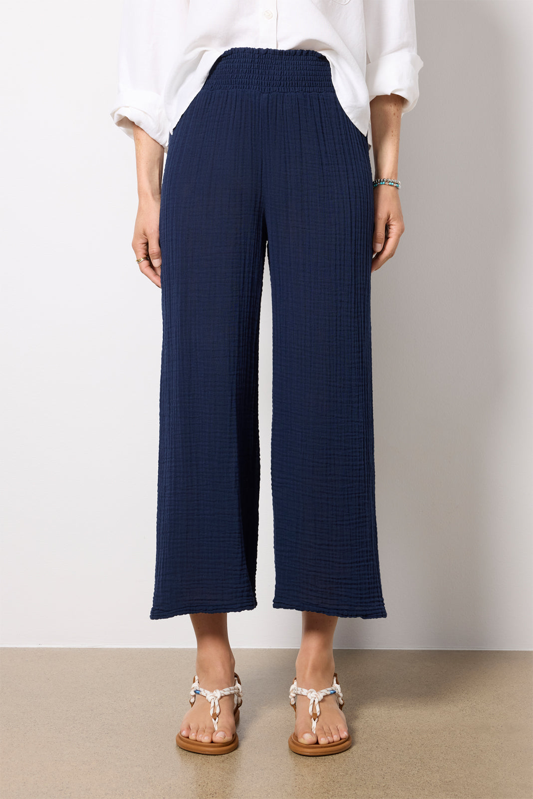 Medina Smocked Waist Cropped Pant