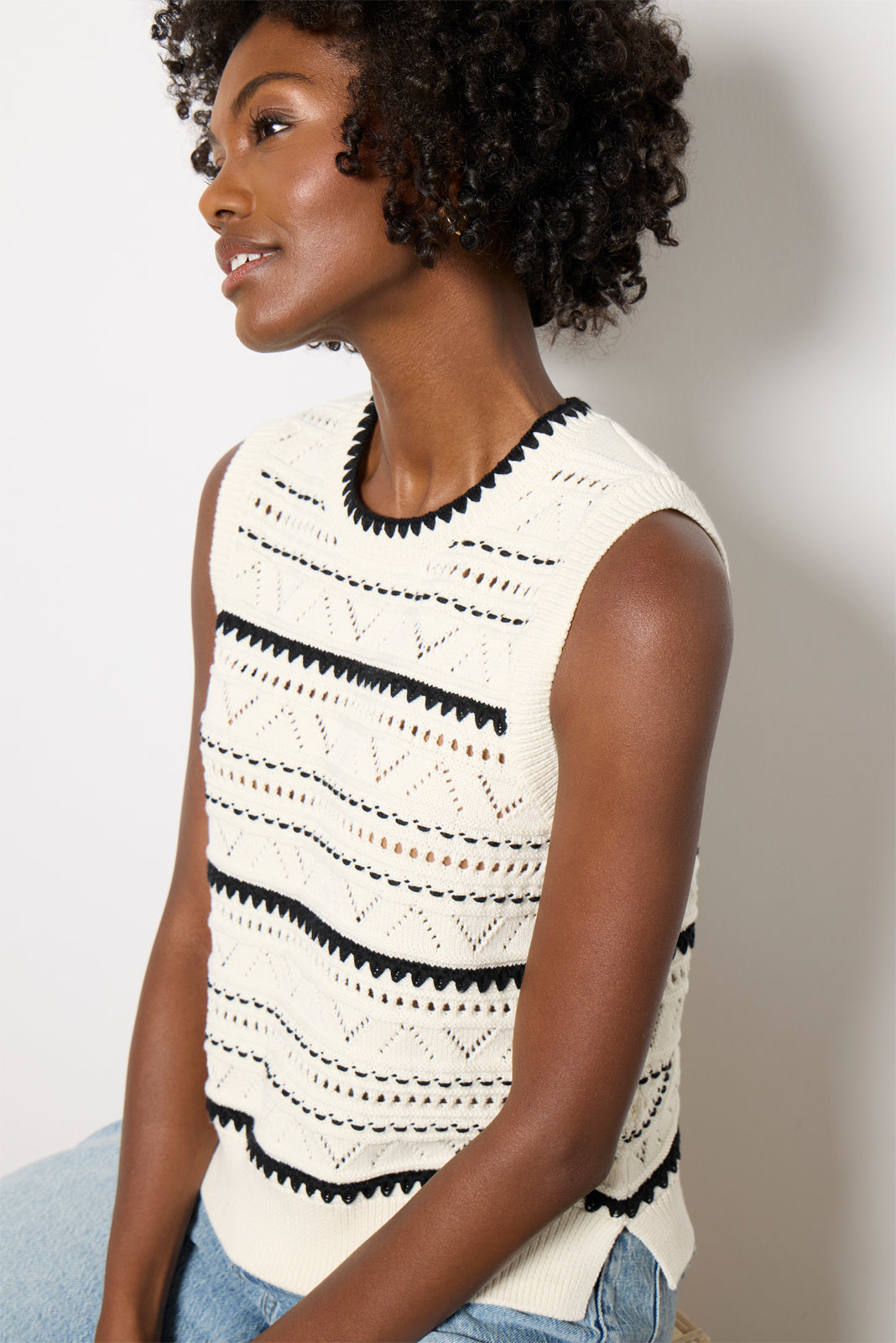Athena Pointelle Knit Vest