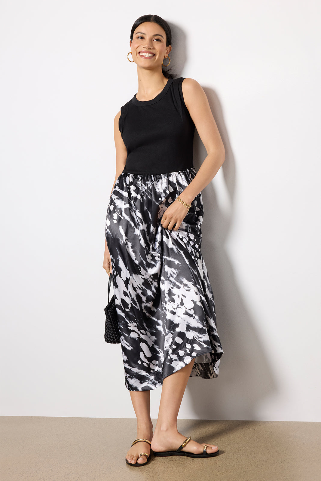 Azalea Mixed Media Midi Dress