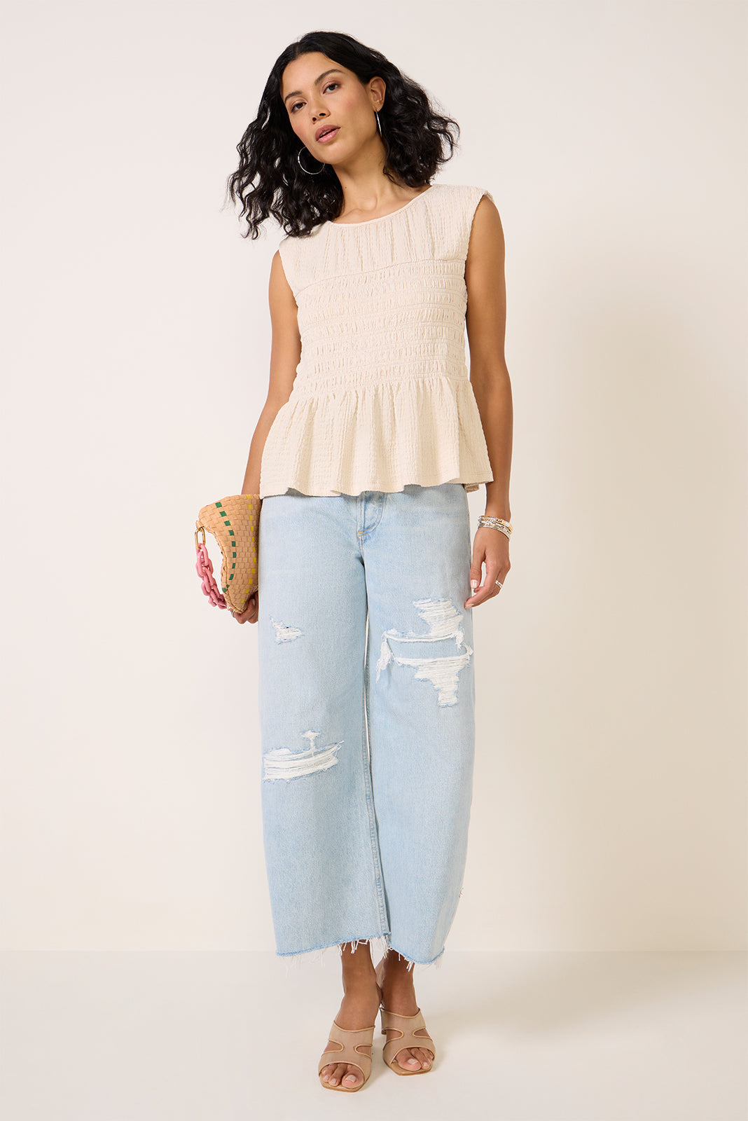 Luna Textured Smocked Waist Tee