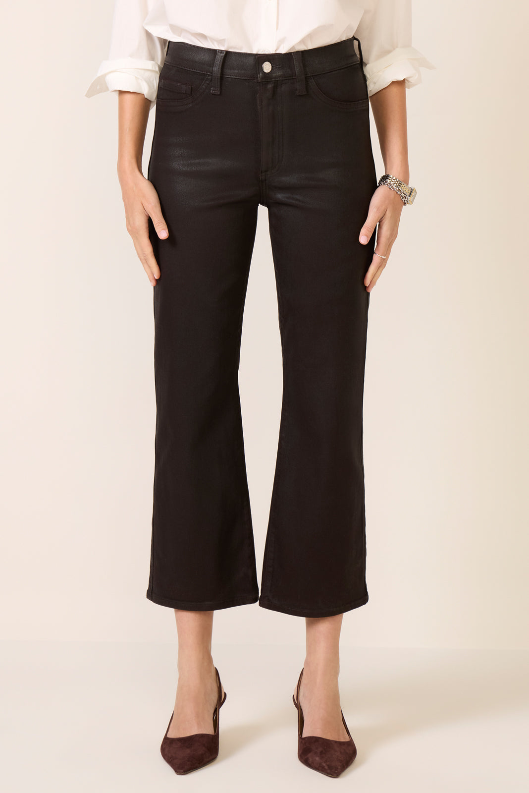 Coated Lennon Crop Bootcut Pant