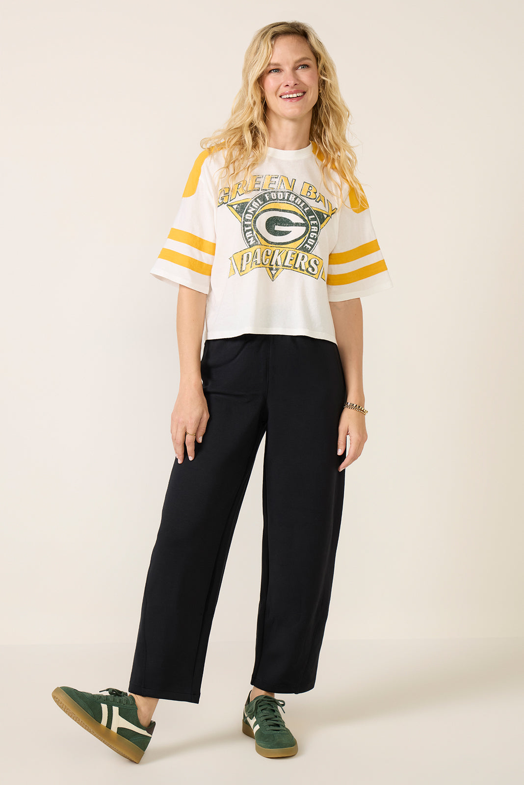 Packers Striped Crop Tee
