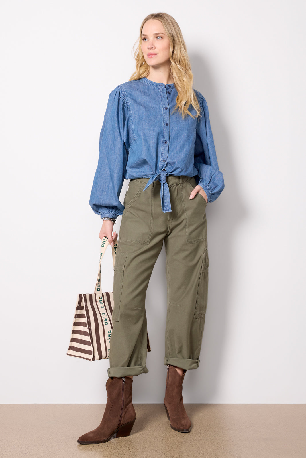 Tie Front Volume Blouse