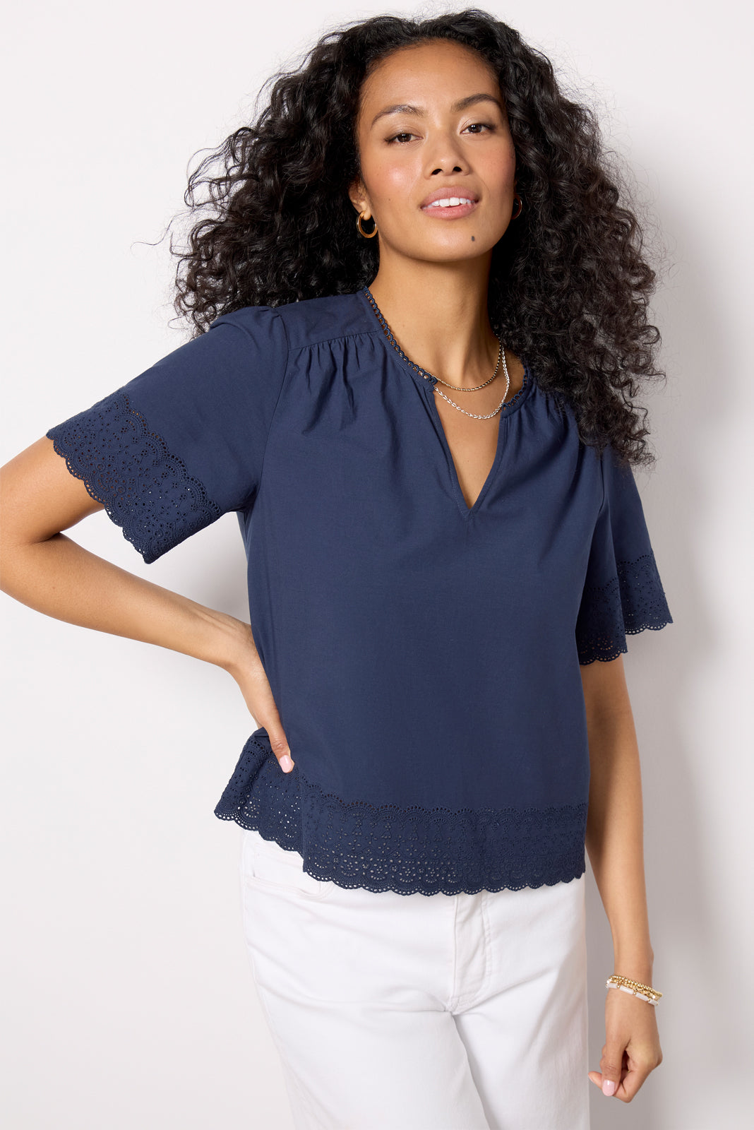 Blair Cutwork Trim Top