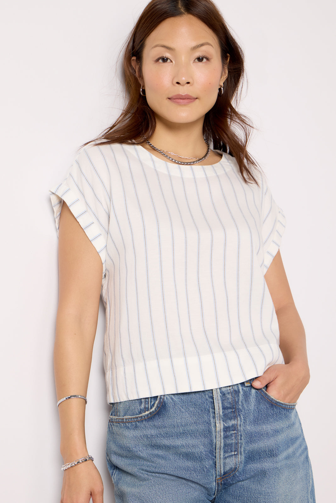 Button Back Stripe Top