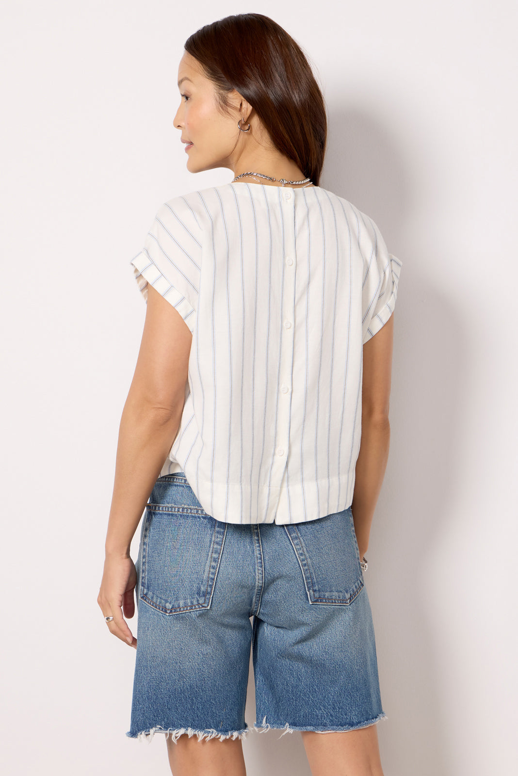 Button Back Stripe Top