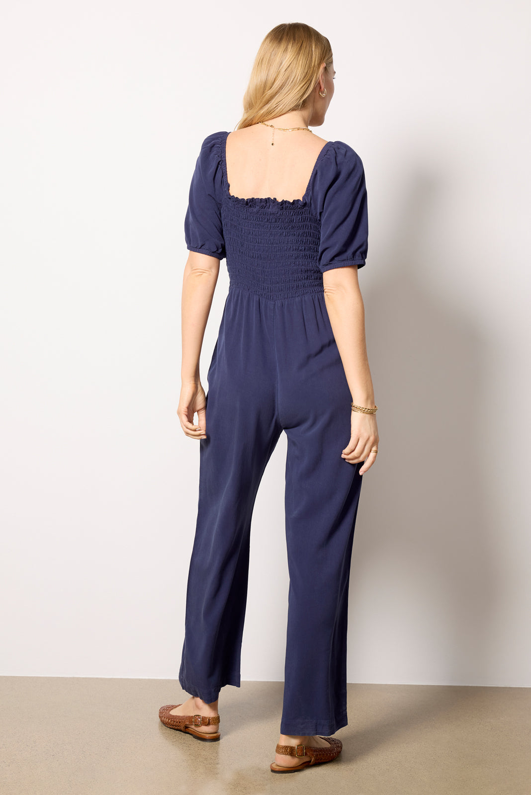 Puff Sleeve Belt Tie Jumpsuit