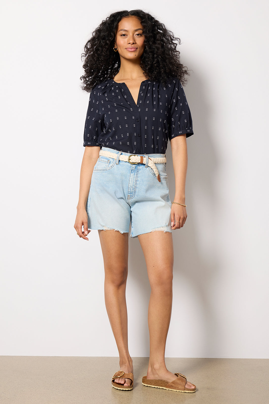 Fallon Split Neck Dobby Shirt