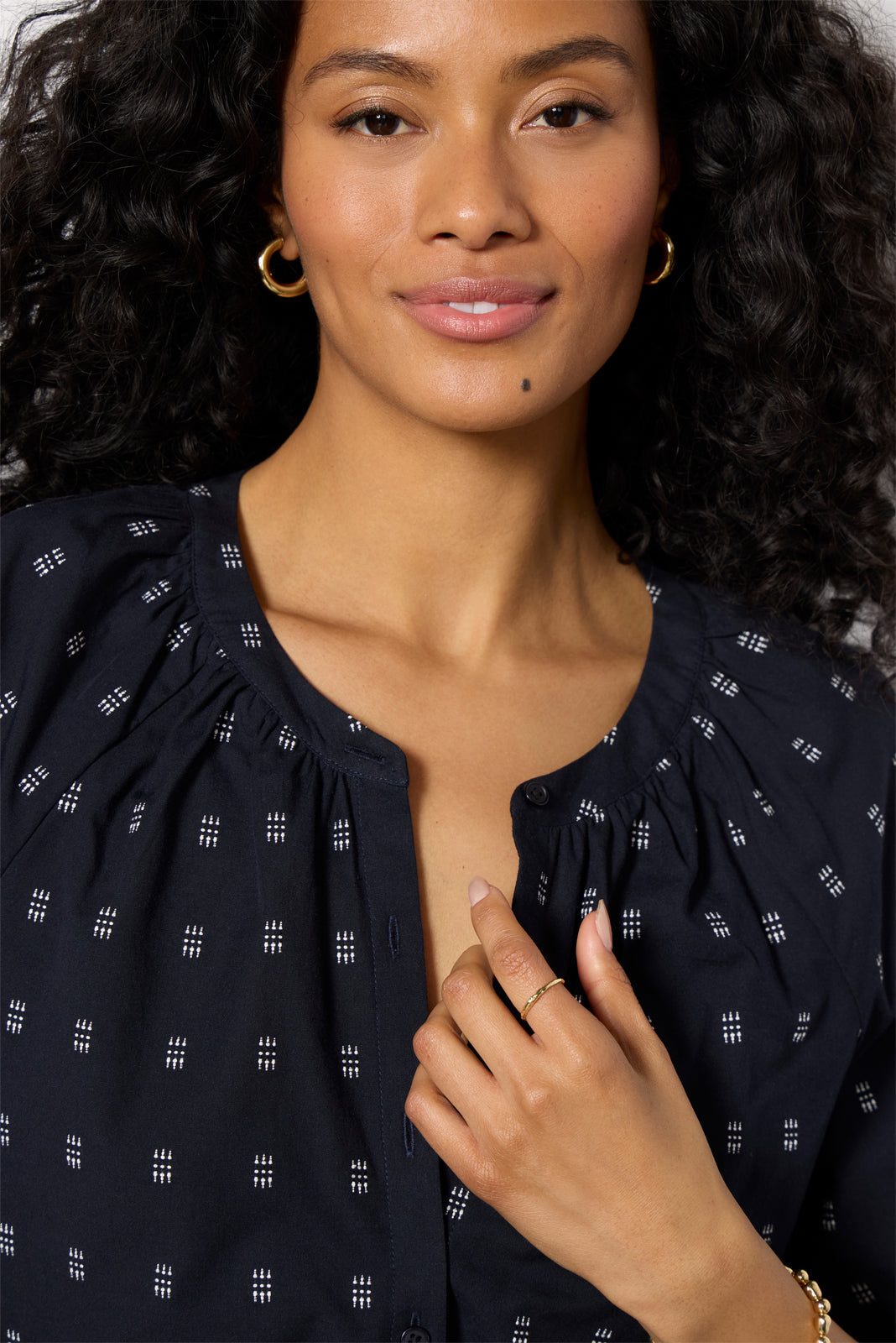 Fallon Split Neck Dobby Shirt