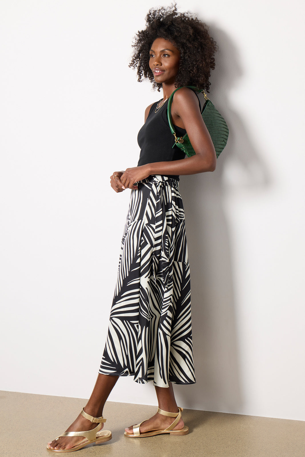 Satin Faux Wrap Skirt