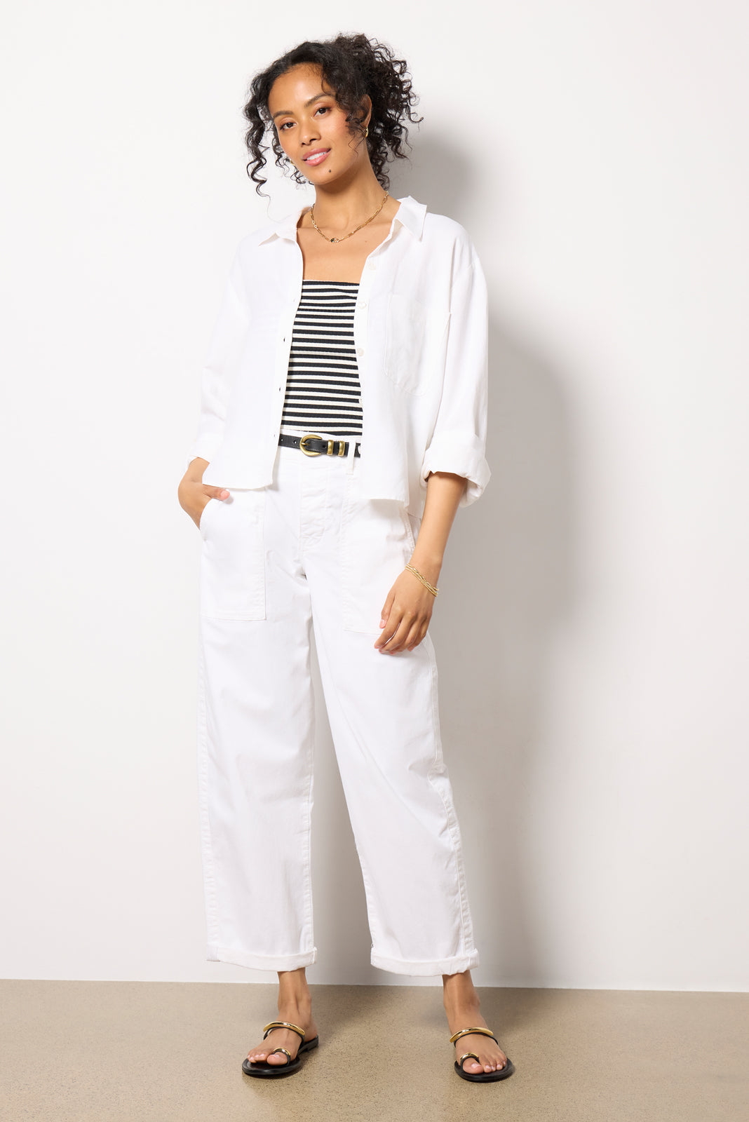 Sophia Linen Crop Shirt