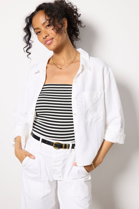 Sophia Linen Crop Shirt