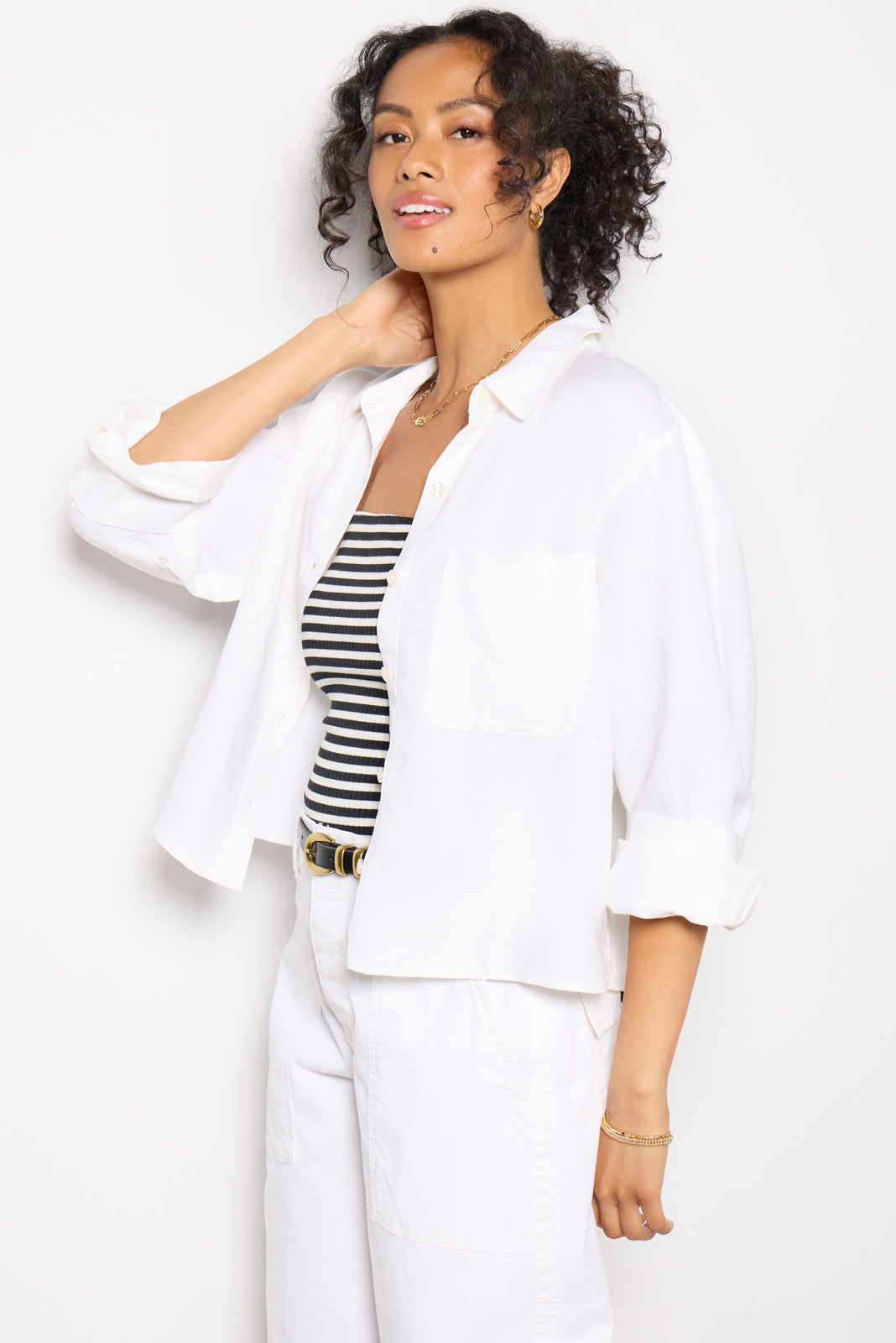 Sophia Linen Crop Shirt