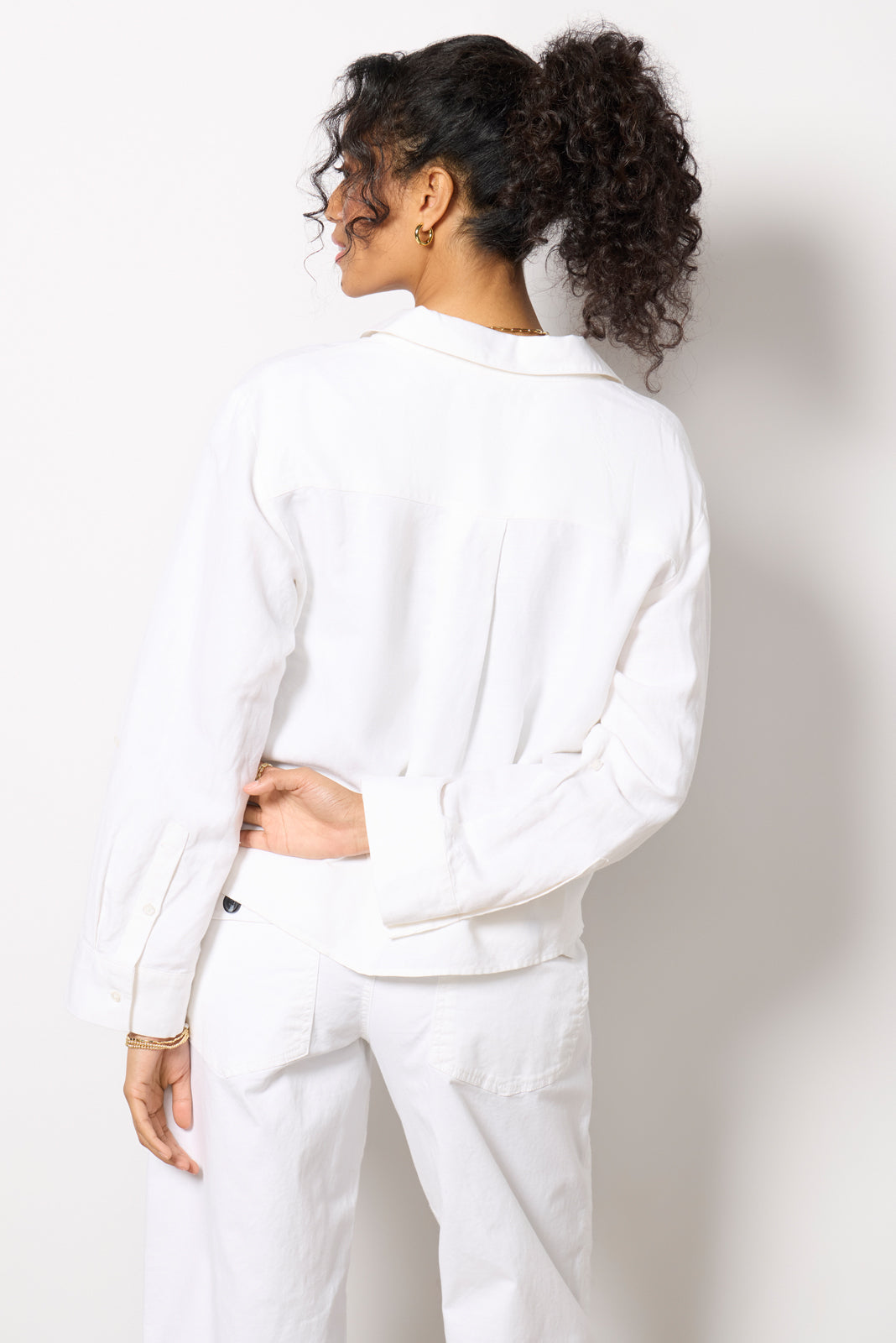 Sophia Linen Crop Shirt