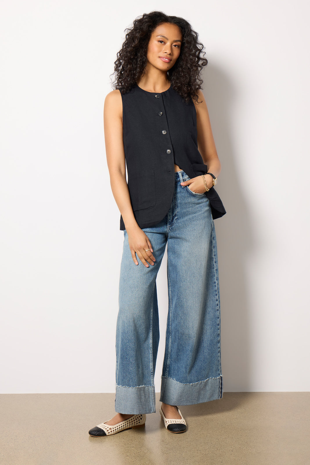 Natalia Long Linen Vest