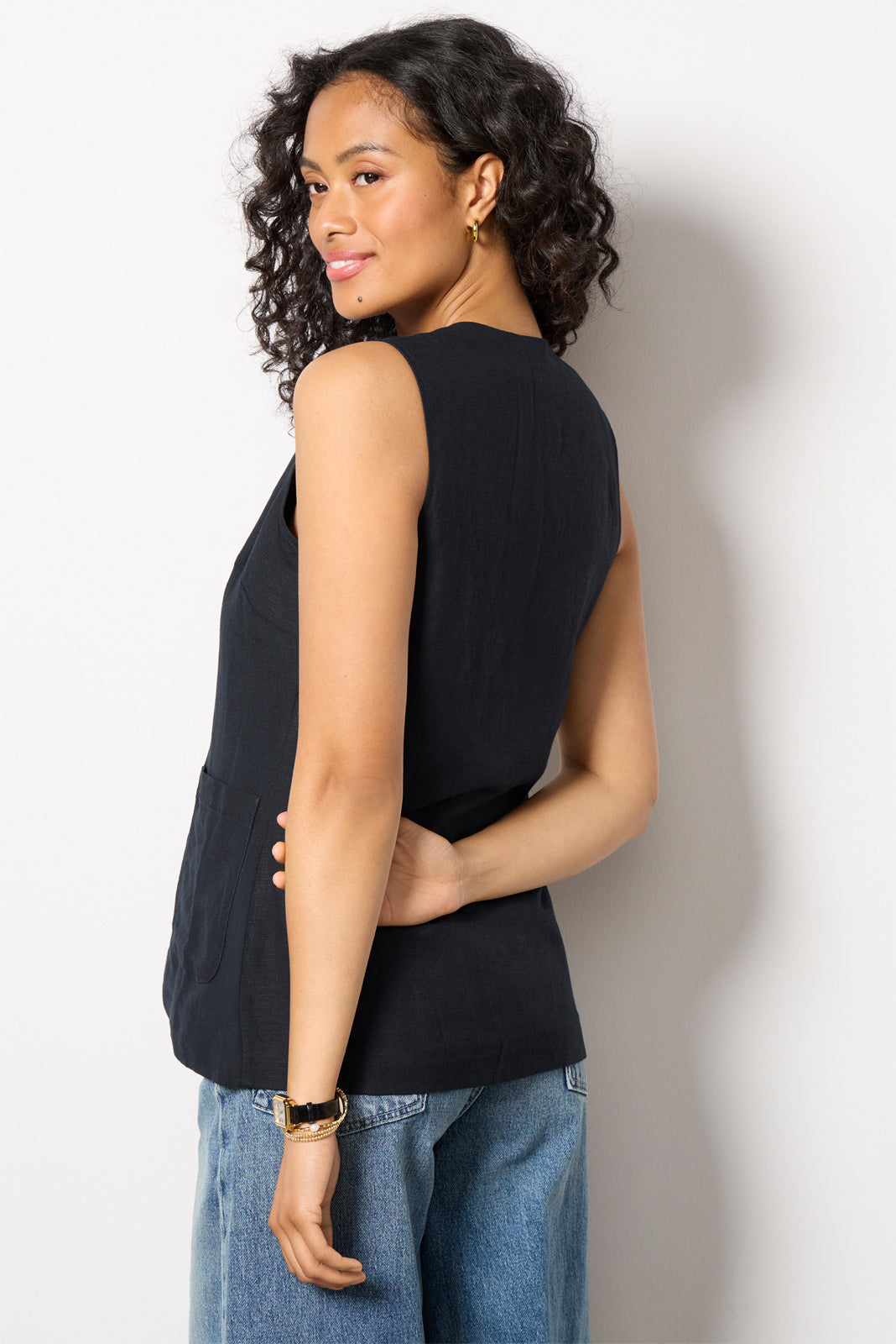 Natalia Long Linen Vest