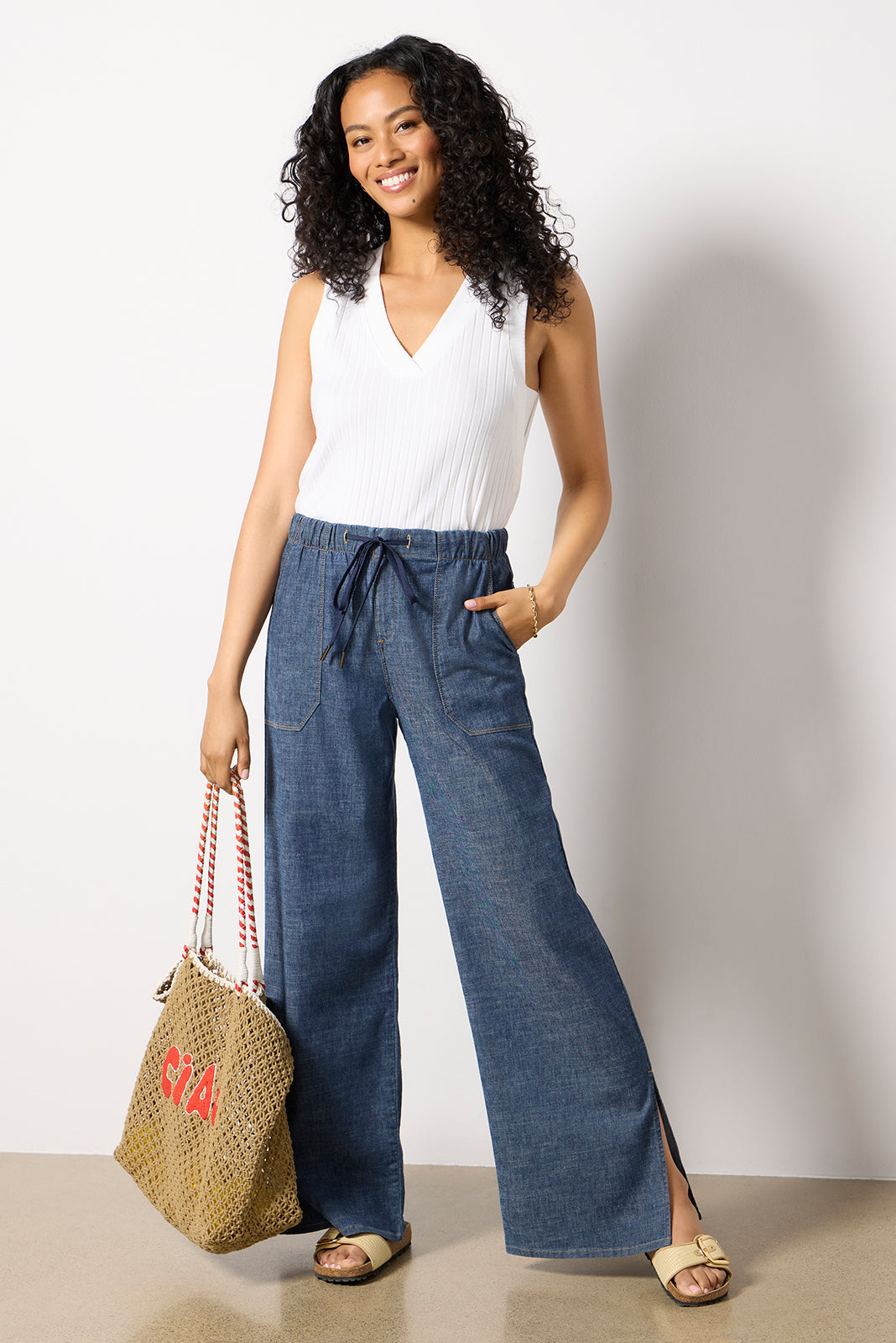 Julia Stretch Linen Lounge Pant
