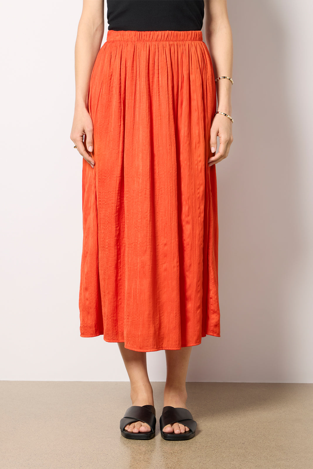 Claire Satin Midi Skirt