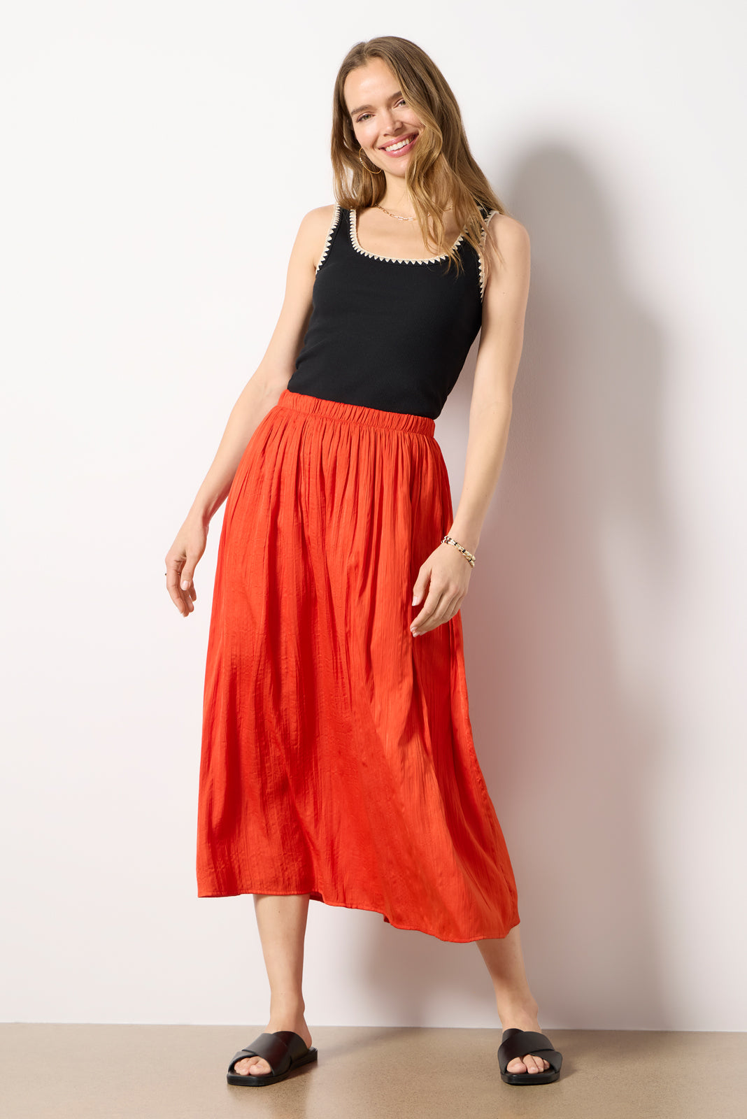 Claire Satin Midi Skirt