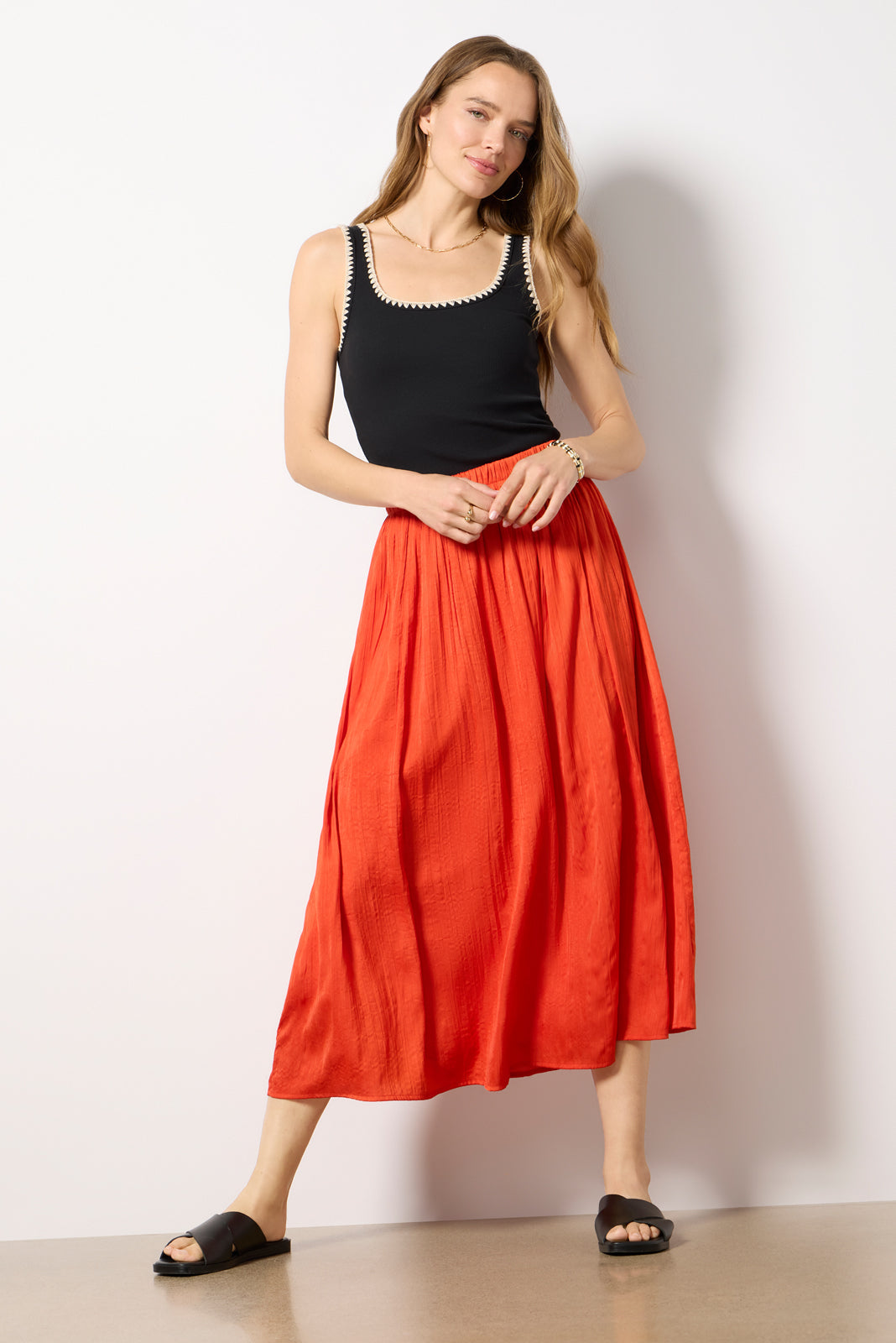 Claire Satin Midi Skirt