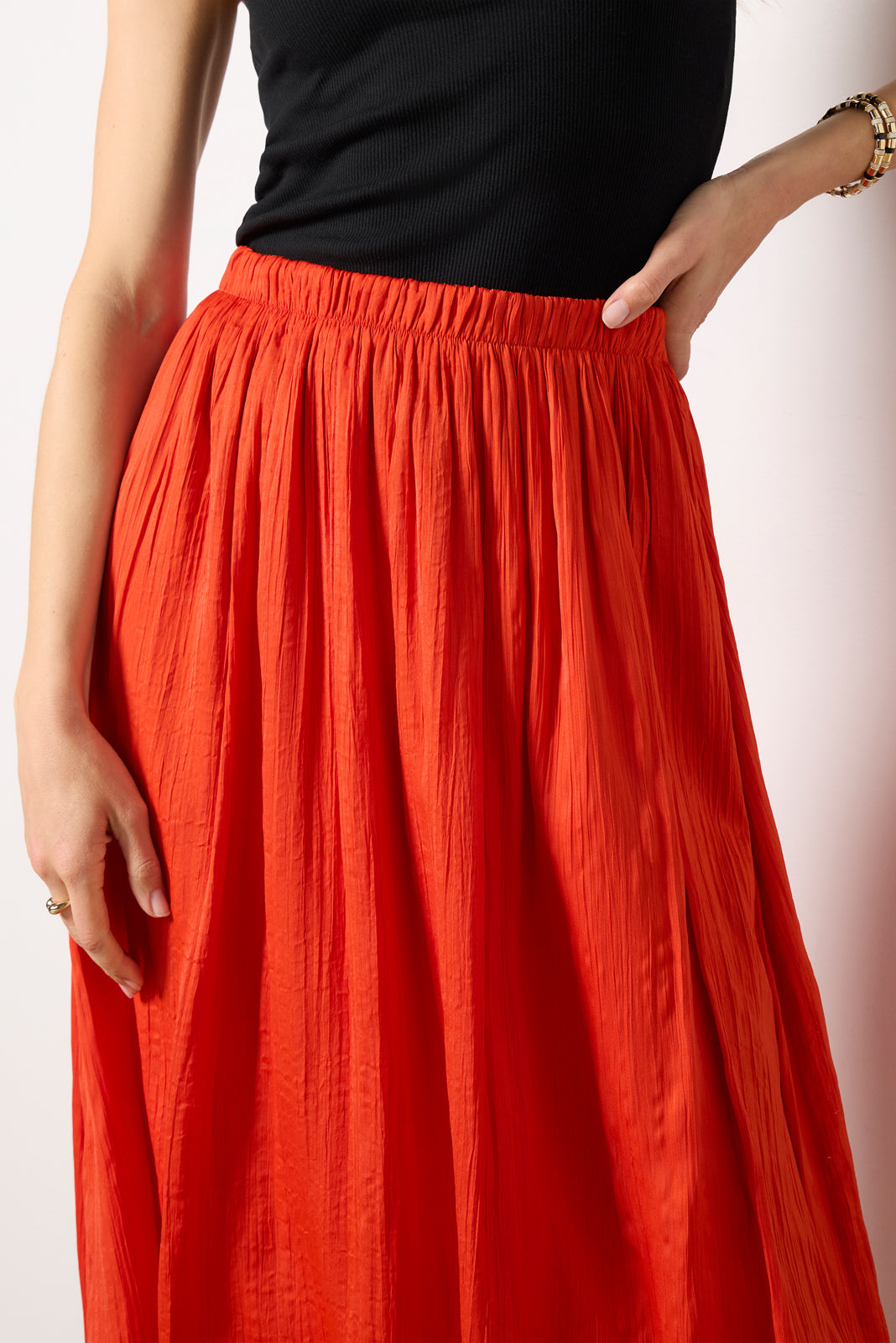 Claire Satin Midi Skirt