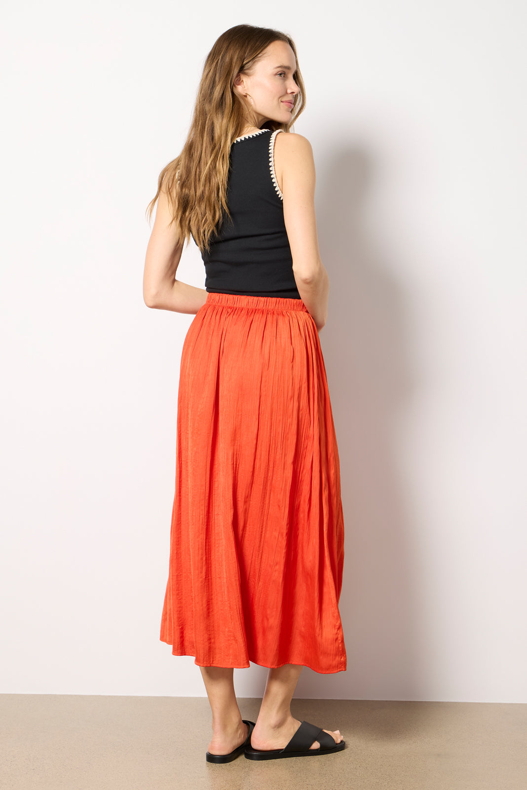 Claire Satin Midi Skirt