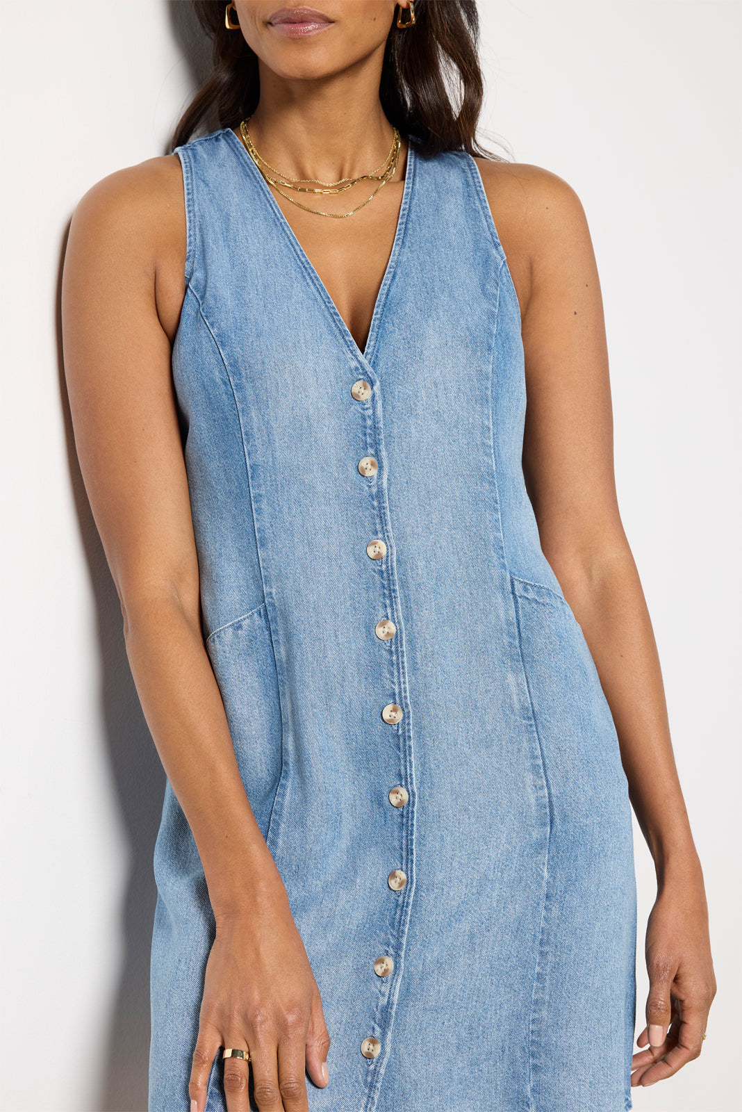 Denim Cinch Back Mini Dress