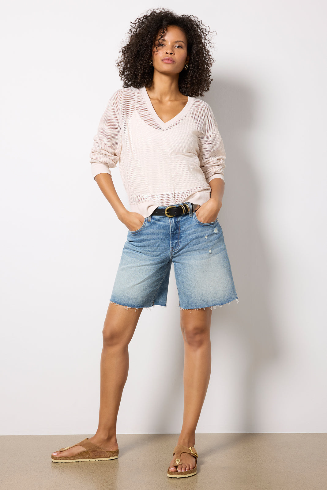 Aviva Cropped Mesh V Neck