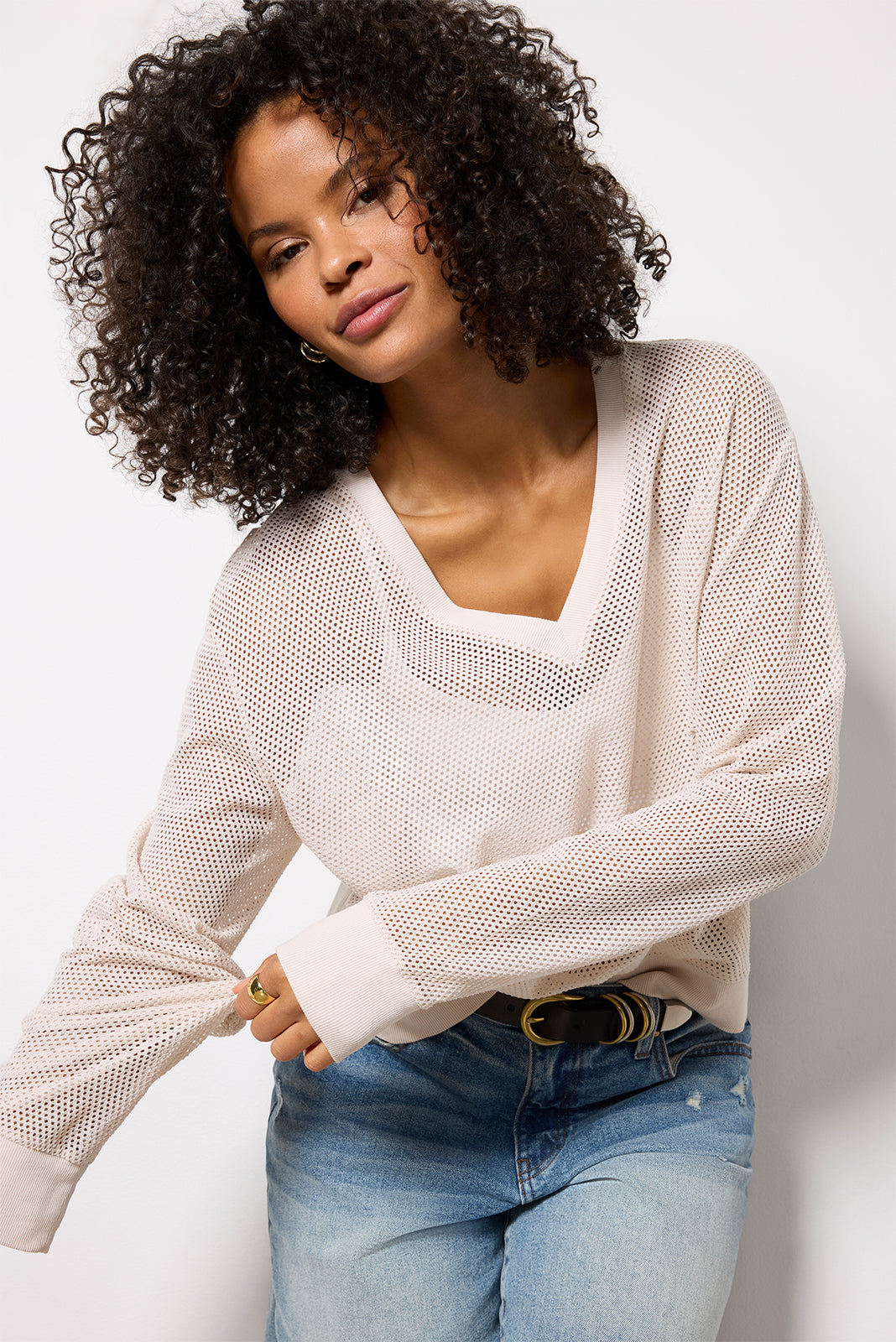 Aviva Cropped Mesh V Neck