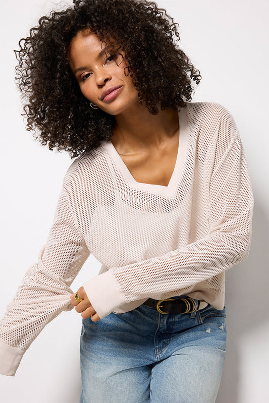 Aviva Cropped Mesh V Neck