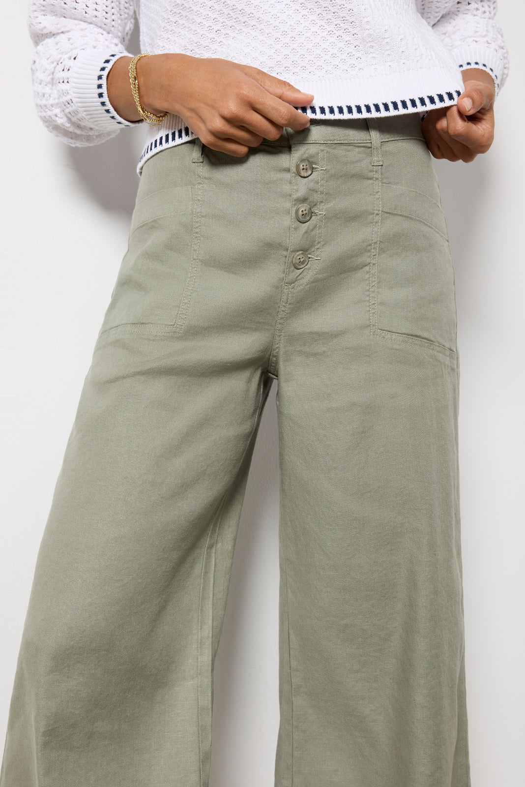 Joelle Stretch Linen Cropped Wide Leg