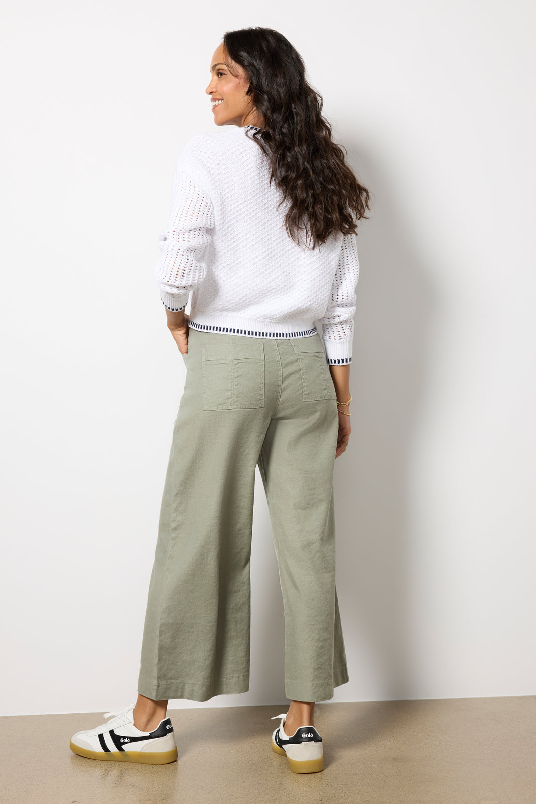 Joelle Stretch Linen Cropped Wide Leg