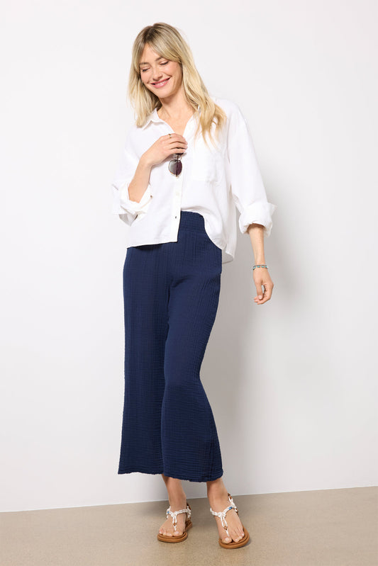 Medina Smocked Waist Cropped Pant
