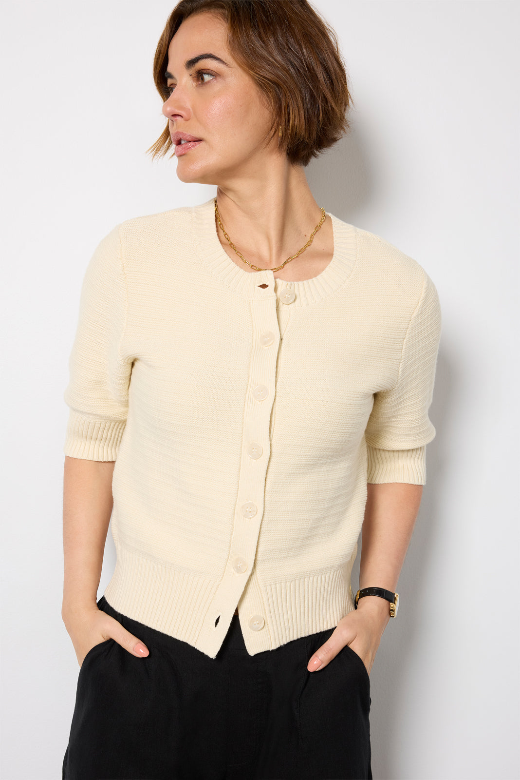 Textured Short Sleeve Cardi