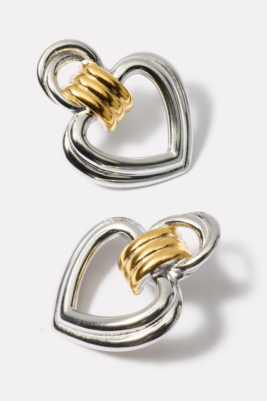 Tia Two Tone Heart Earrings