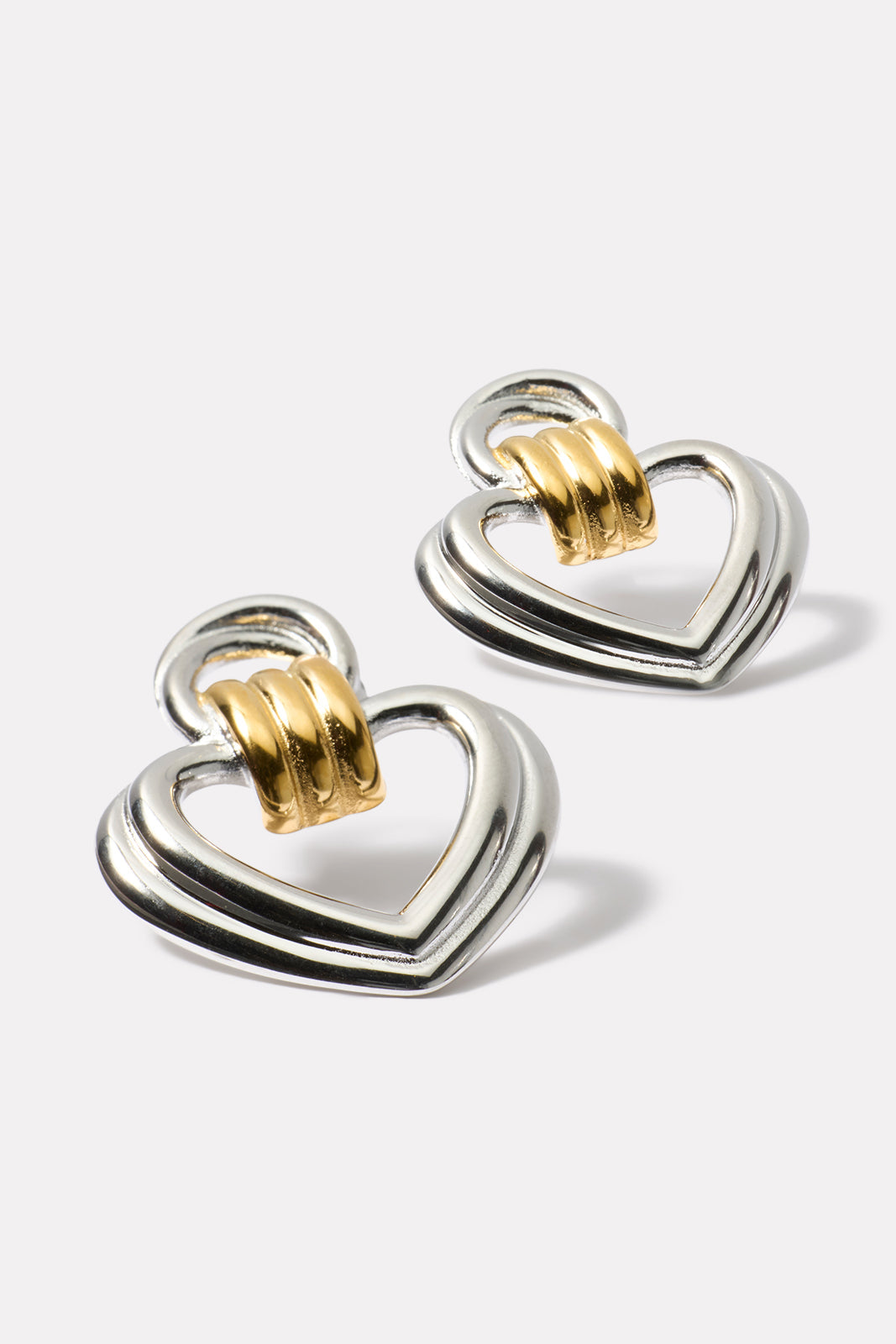 Tia Two Tone Heart Earrings