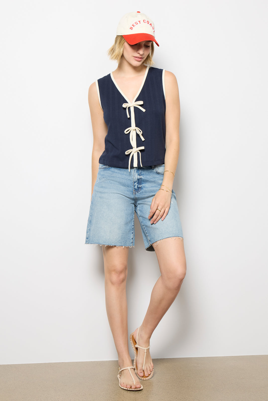 Tori Ribbed Tie Front Tank