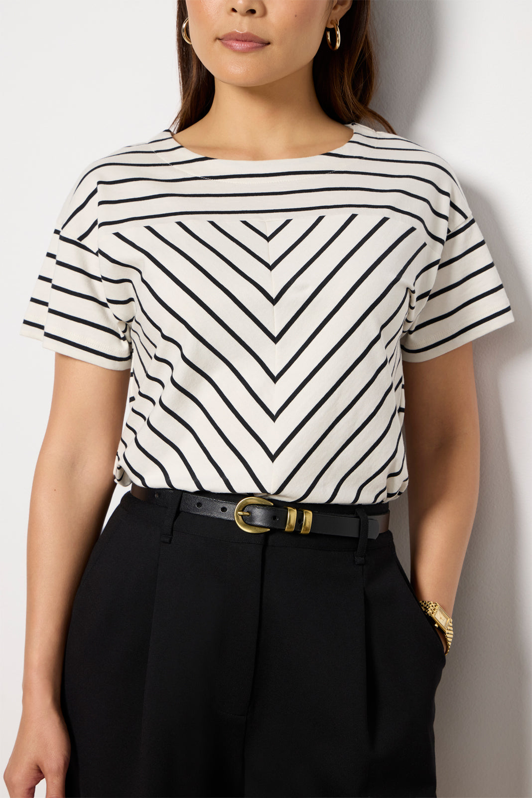Caroline Chevron Half Sleeve Top