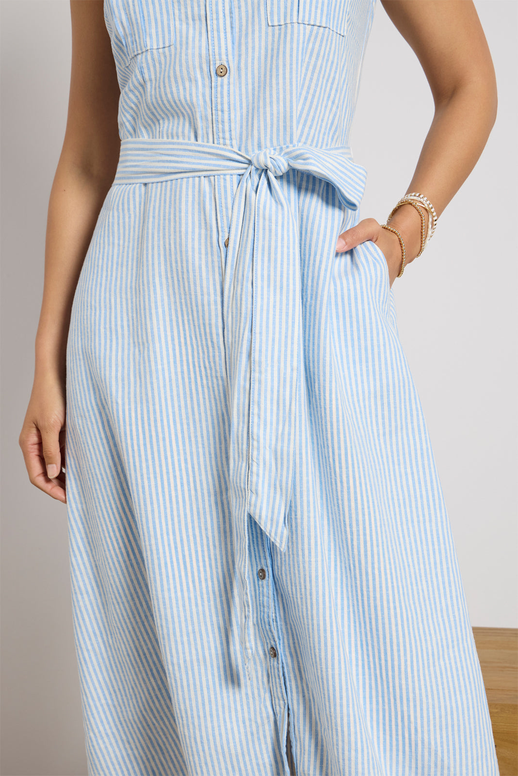 Bowie Linen Button Front Shirt Dress