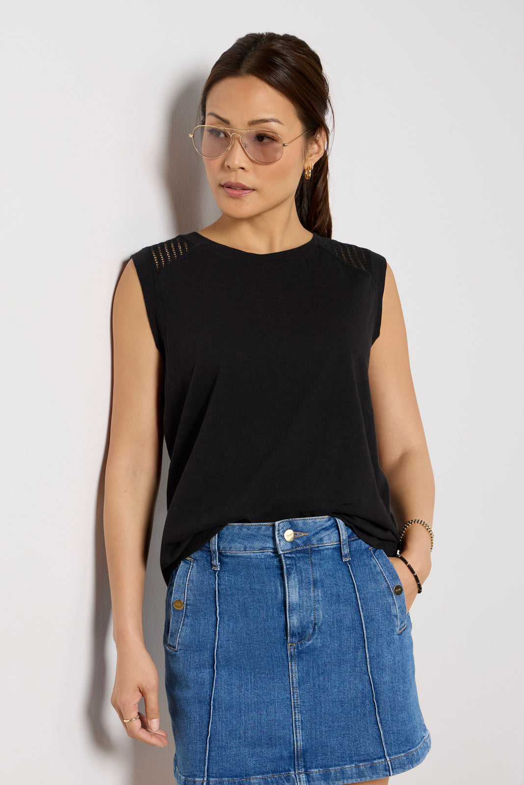 Casey Cutwork Mesh Tank