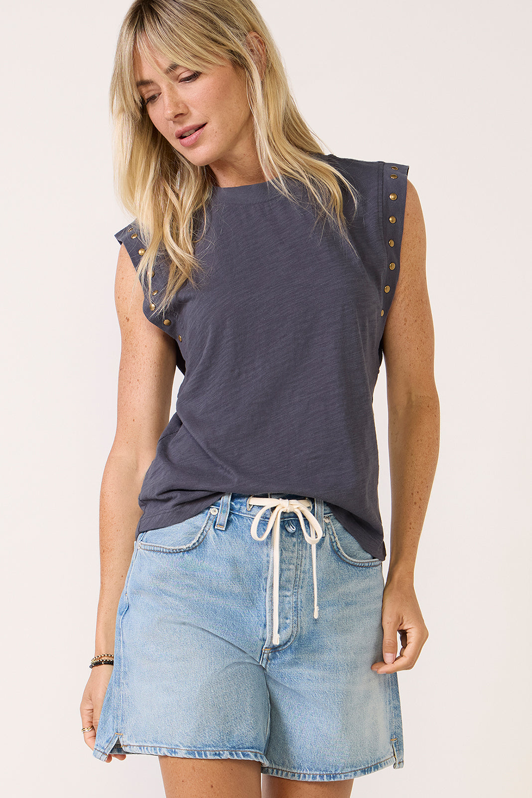 Brinley Studded Sleeve Tee