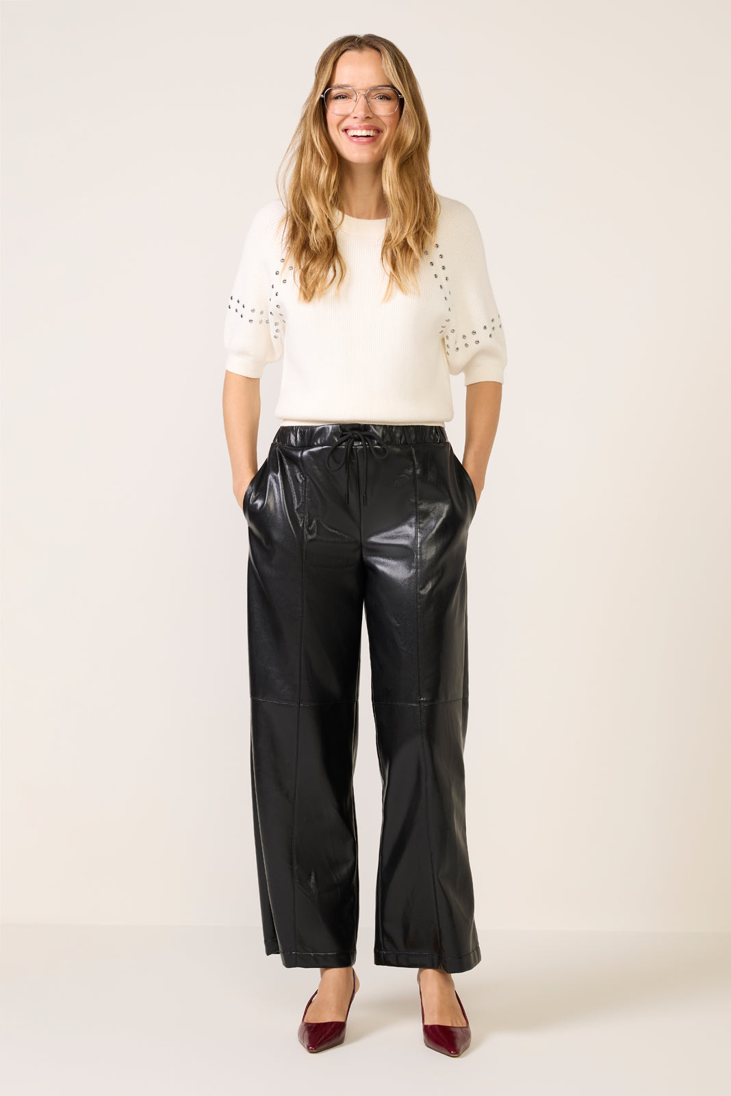 Jordan Faux Leather Wide Leg Pant