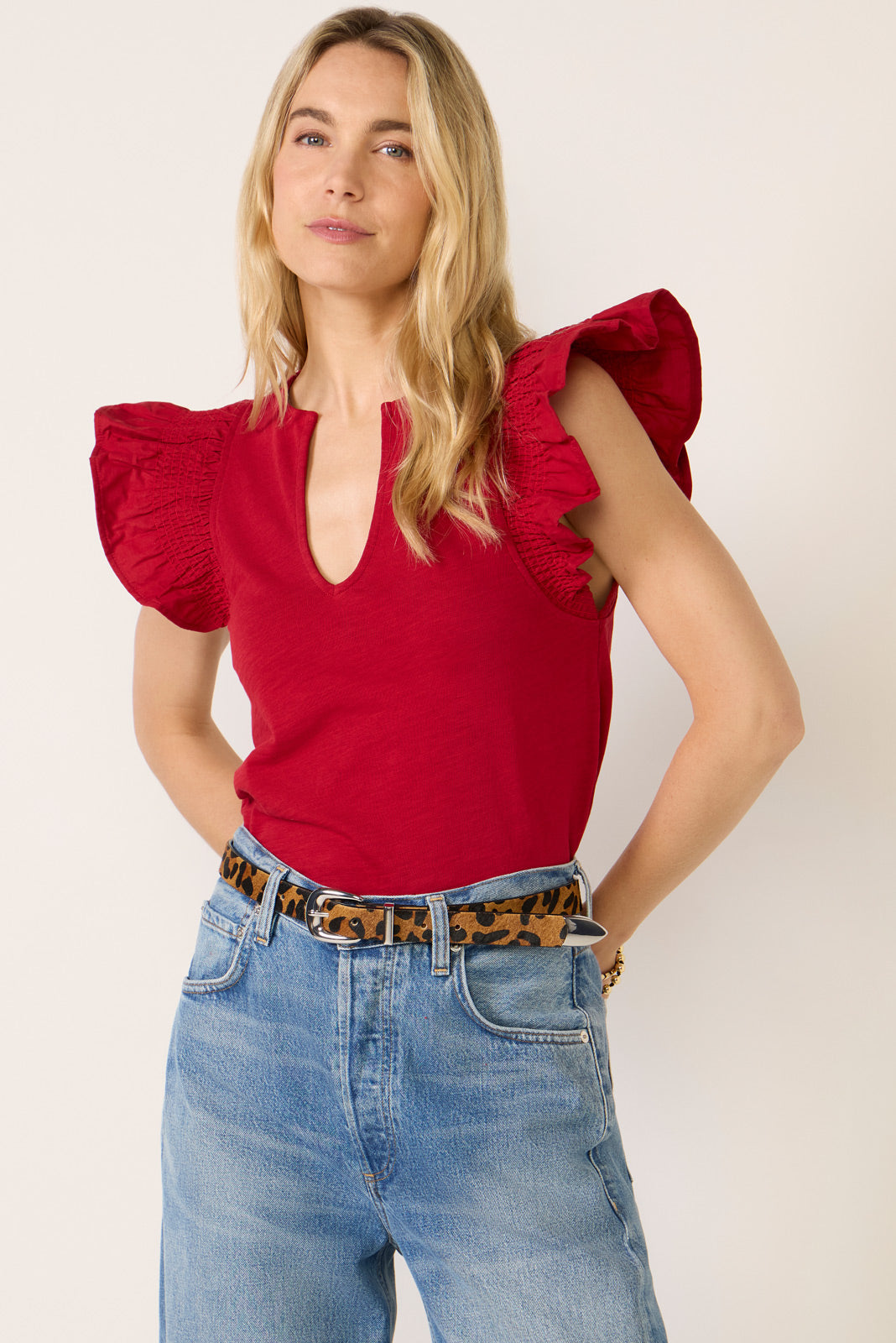 Christa Ruffle Sleeve Top