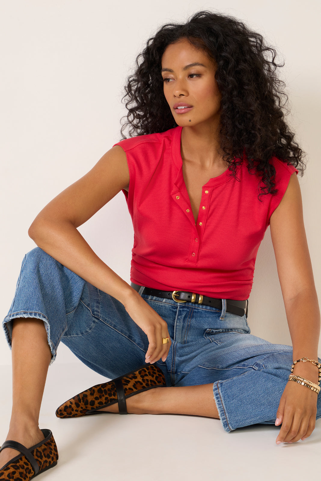 Joni Snap Henley Top