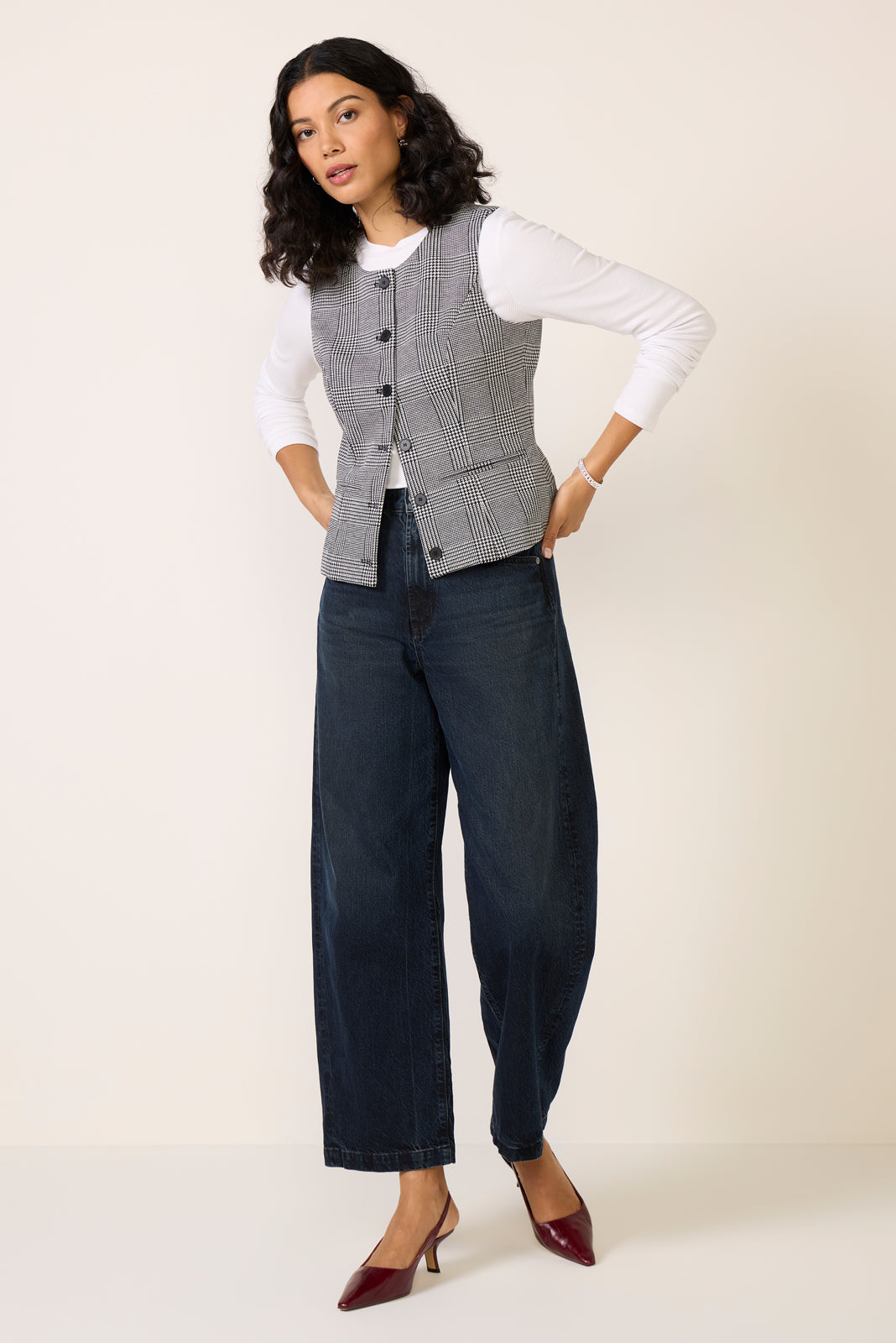 Caroline Plaid Ponte Vest