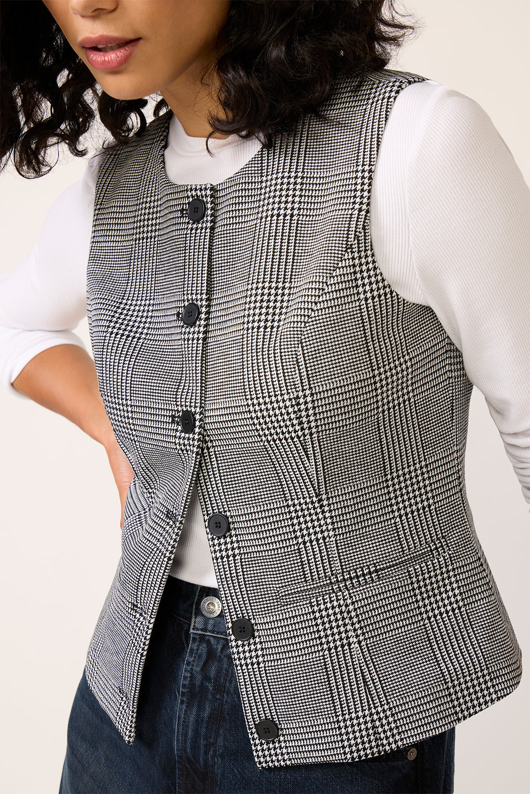 Caroline Plaid Ponte Vest