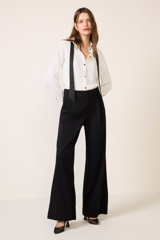 Quinn Crepe Satin Bow Shirt